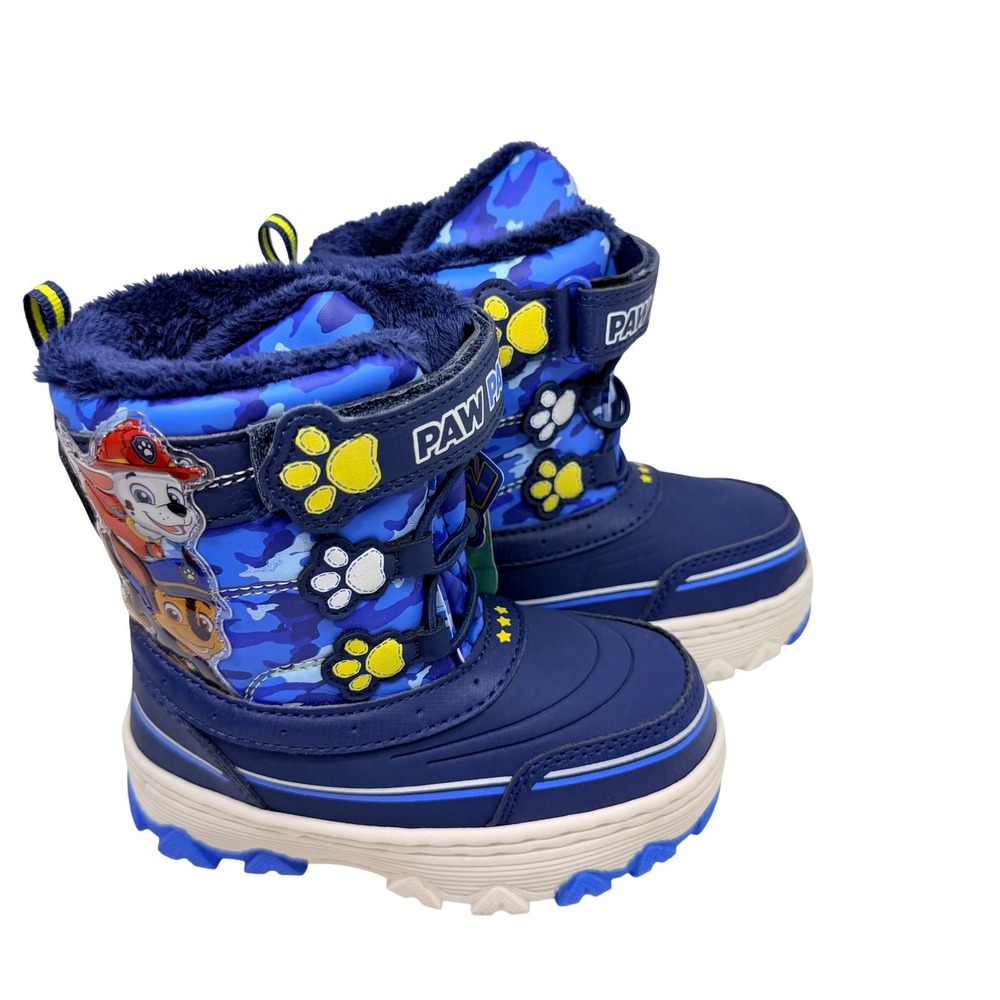 Paw Patrol Snow Boots Toddler Boys Size 8 Blue Camo Winter Shoes Chase Marshall